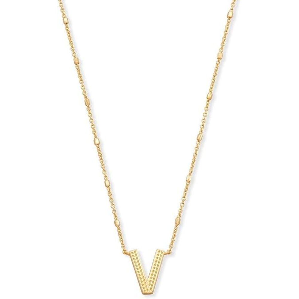 Kendra Scott Letter V Pendant Necklace - Gold Metal